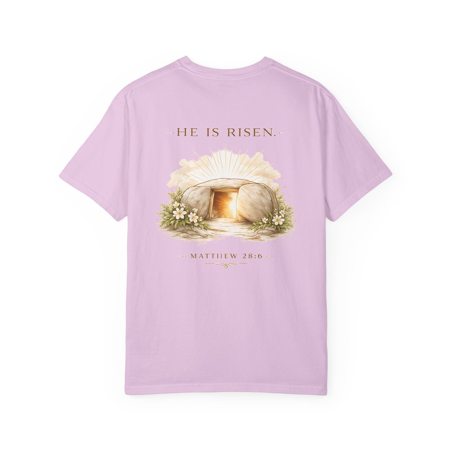 “The Risen Light Tee — Matthew 28:6 Edition ✨”
