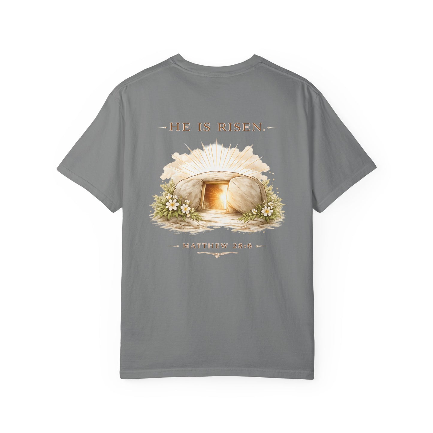 “The Risen Light Tee — Matthew 28:6 Edition ✨”