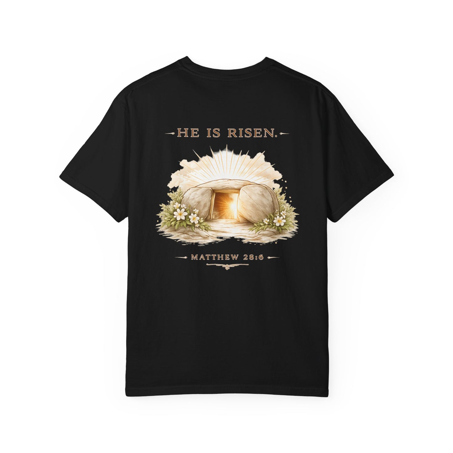 “The Risen Light Tee — Matthew 28:6 Edition ✨”
